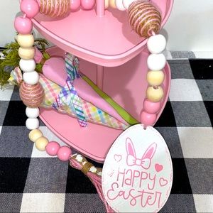 Easter garland,wood bead garlands,tier tray decor,Easter decor,farmhouse decor